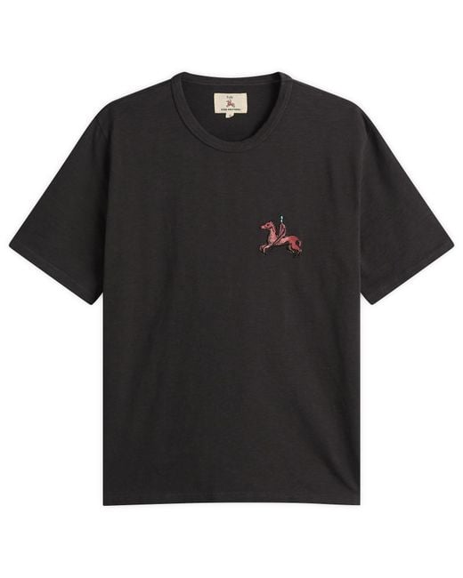 Folk Black Slub Embroidery T-Shirt for men