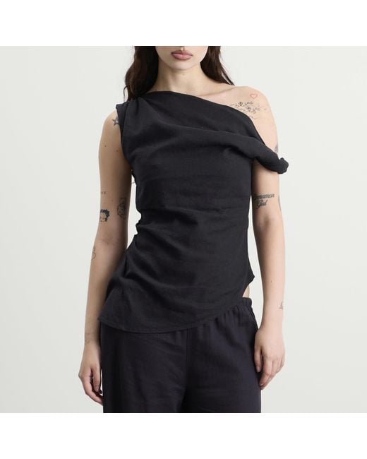 Tala Black Soft Linen Top