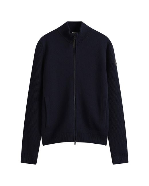 Moncler Blue Wool Cashmere Zip Up for men