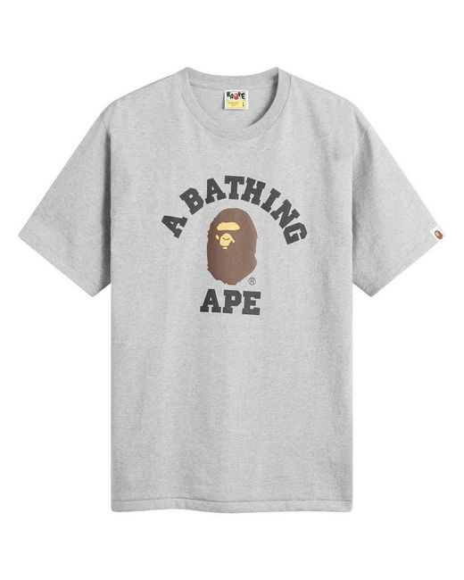 A Bathing Ape Gray College T-Shirt for men