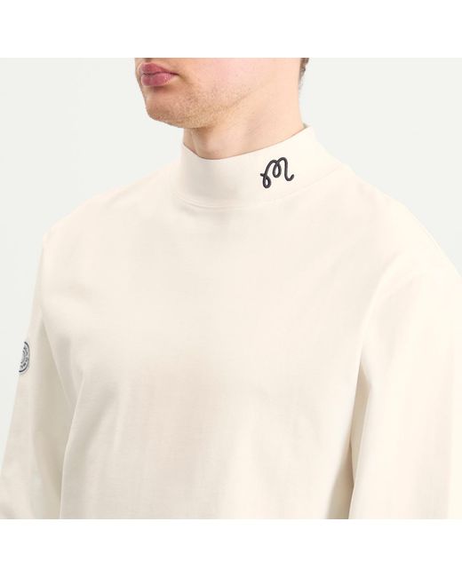 Malbon White Upland Mock Neck Long Sleeve T-Shirt for men