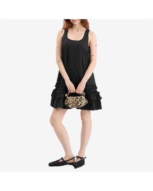 Ganni Black Cotton Poplin U-Neck Mini Dress