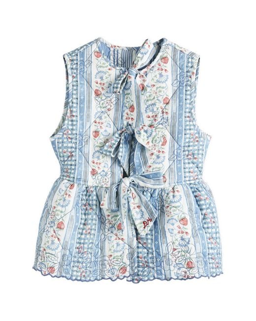 Damson Madder Blue Catrin Reversible Floral Gilet