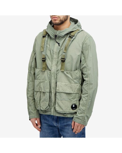 C P Company Green Flatt Nylon Reversible Hooded Jacket for men