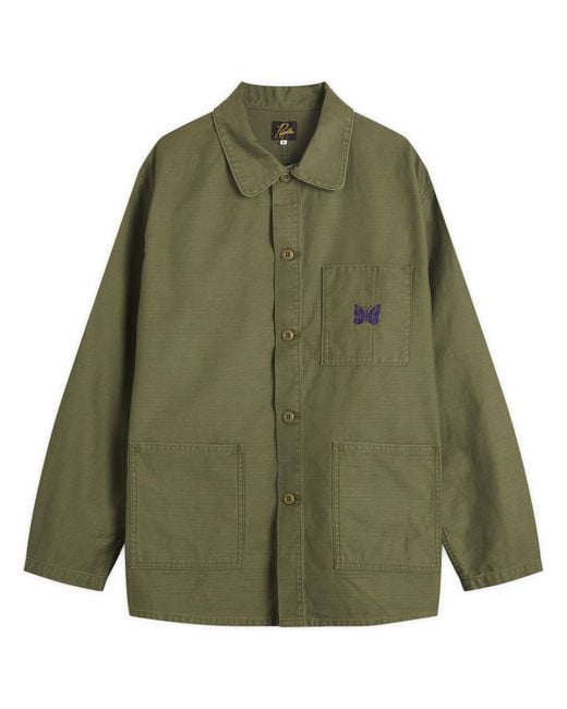 Needles Green Reversed Sateen Coverall Jacket for men