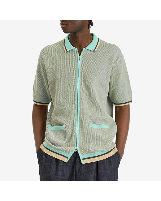 Beams Plus Green Zip Knit Polo for men