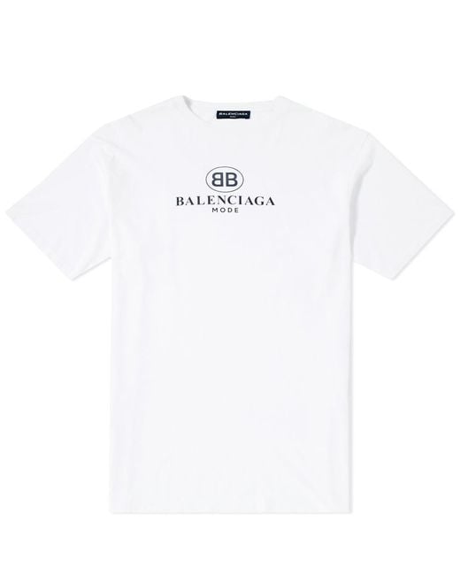 Balenciaga White Bb Mode T-shirt for men