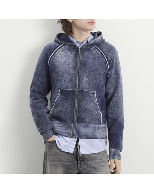Acne Blue Kupiter Knitted Hoodie for men