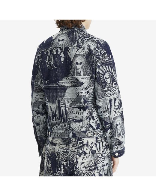 No Problemo Blue Apocalypse Jacquard Trucker Jacket for men