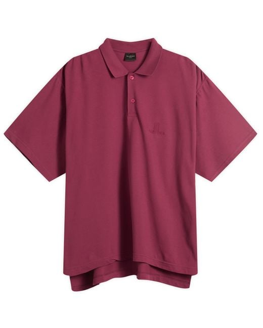 Balenciaga Purple Nano Bb Logo Pique Al Short Sleeve Regular Polo for men