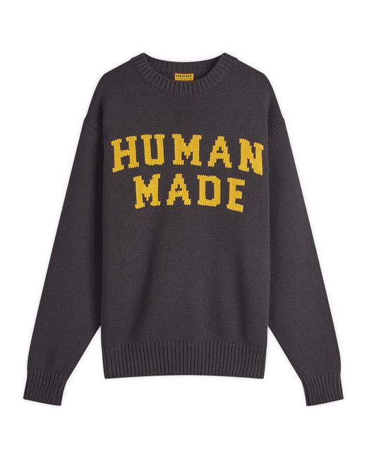 Human Made Gray Polar Bear Crew Neck Knitted Jumper for men