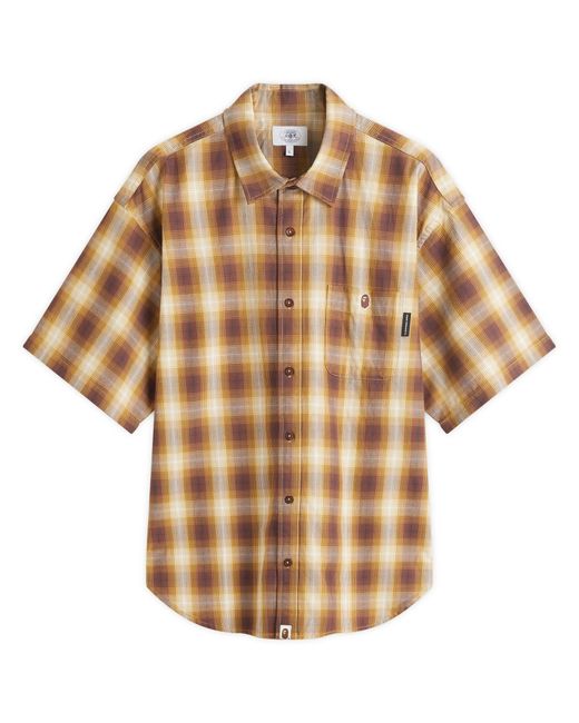 A Bathing Ape Brown Ombre Check Relaxed Fit Ss Shirt for men