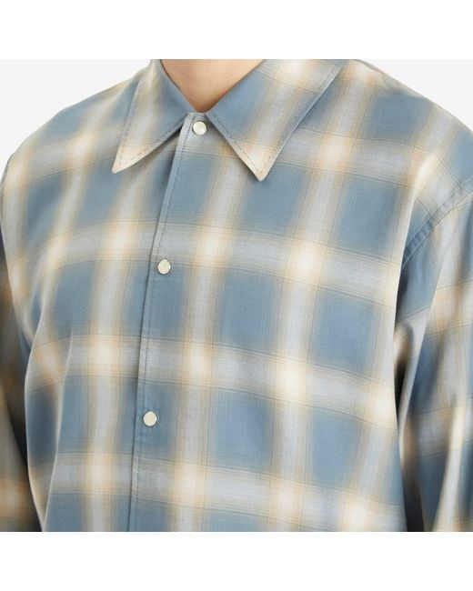 Second/Layer Blue Relaxed Check Shirt for men