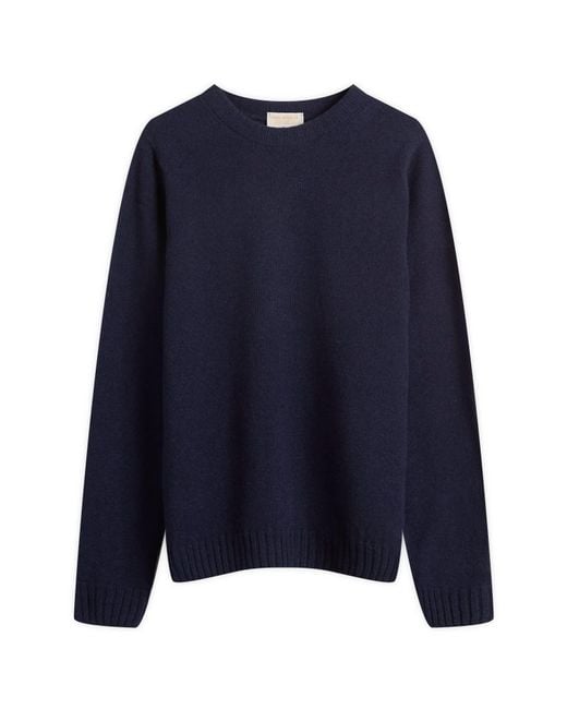 John Smedley Blue Norfolk Cashmere Crew Neck Jumper for men