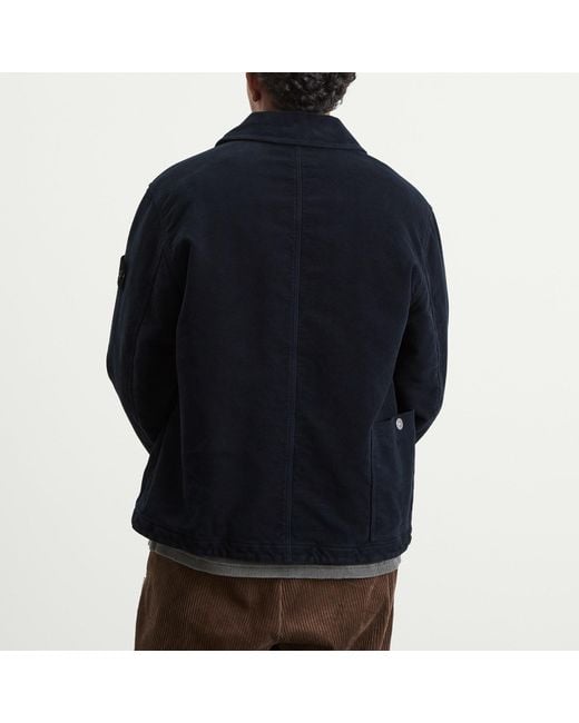Stone Island Blue Cotton Moleskin-Tc Primaloft Work Jacket for men