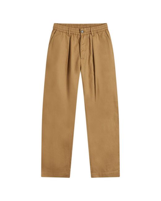 Universal Works Brown Twill Pleated Oxford Pants for men