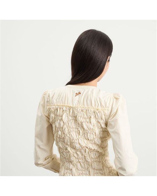 Damson Madder Natural Elliana Smocked Cardigan