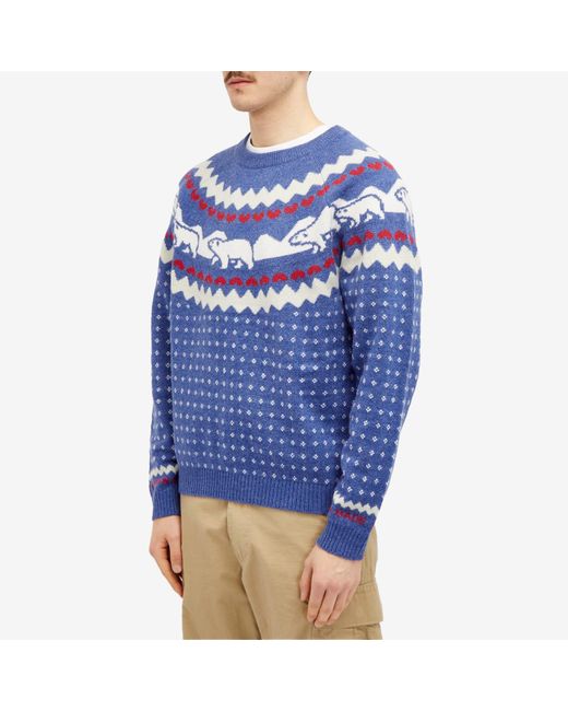 Human Made Blue Nordic Jacquard Knit Sweater for men