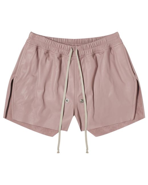 Rick Owens Red Gabe Leather Shorts