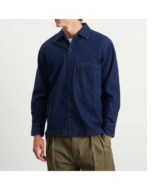 Universal Works Blue Denim Fatigue Overshirt for men