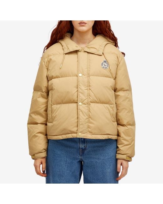 Sporty & Rich Natural Crown Logo Hooded Puffer Jacket