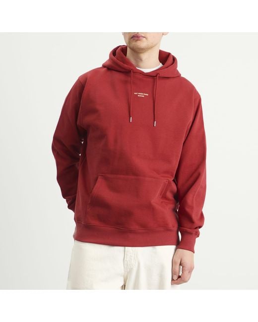 Drole de Monsieur Red Classic Slogan Hoodie for men