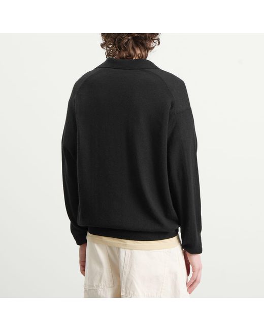 AURALEE Cashmere Silk Knit Skipper Polo in Black for Men | Lyst