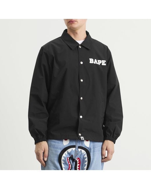 A Bathing Ape Black College Coach Jacket for men