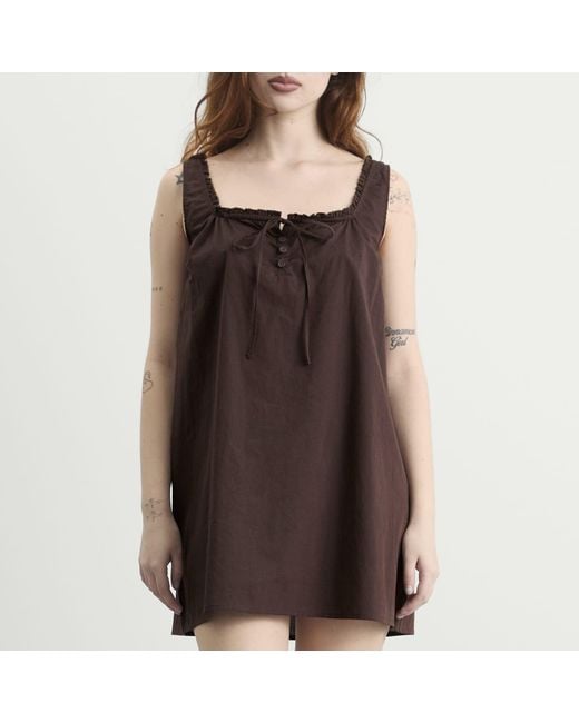 deiji studios brown dress Chocolate Brown Sleeve and Neck Gathered Dress — Cotton Girls Dress