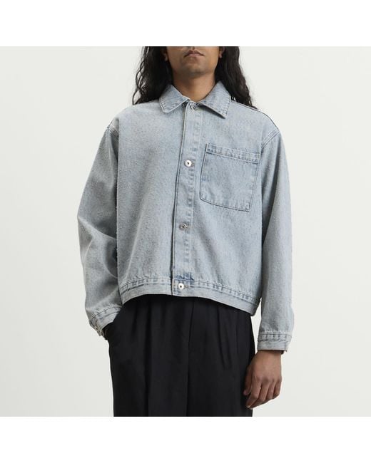 MKI Miyuki-Zoku Blue Twisted Weave Trucker Jacket for men