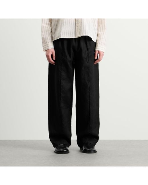 MKI Miyuki-Zoku Black Linen Wide Leg Pants for men