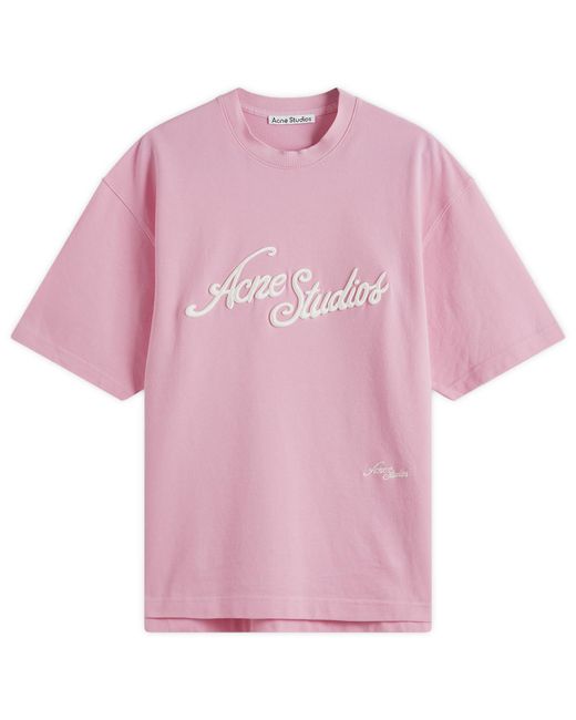 Acne Pink Tourist Logo T-Shirt