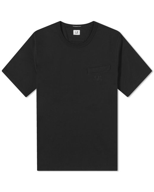 C P Company Black 30/2 Mercerized Jersey Twisted Pocket T-Shirt for men