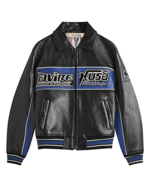 Avirex Spider Leather Jacket in Black for Men | Lyst