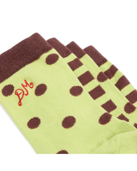 Damson Madder Green Calf Length 2 Pack Socks
