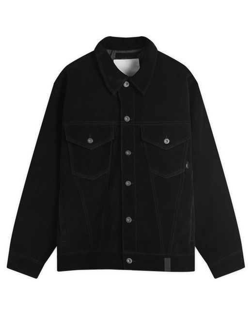 (w)taps Black 01 Synthetic Suede Trucker Jacket for men
