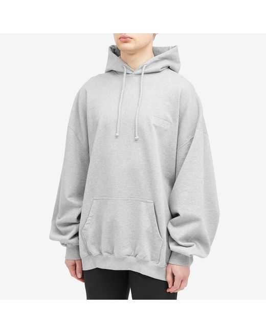 Vetements Gray Embroidered Logo Hoodie for men