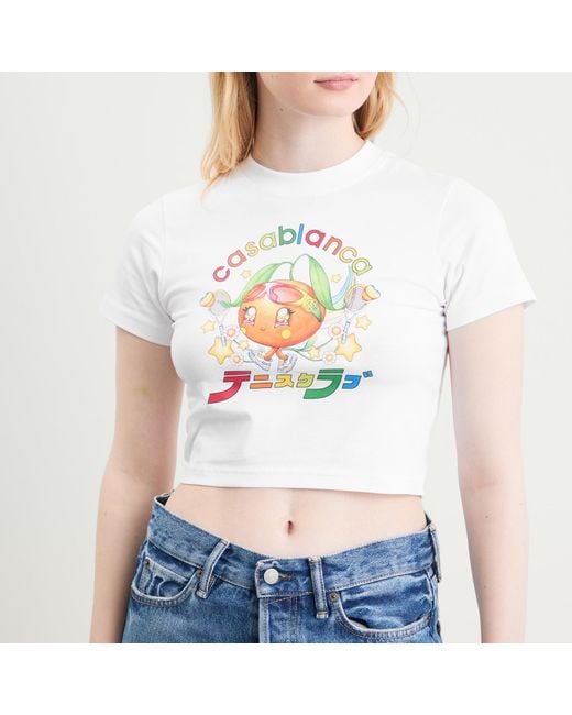 Casablanca White Mascot Cropped Baby T-Shirt