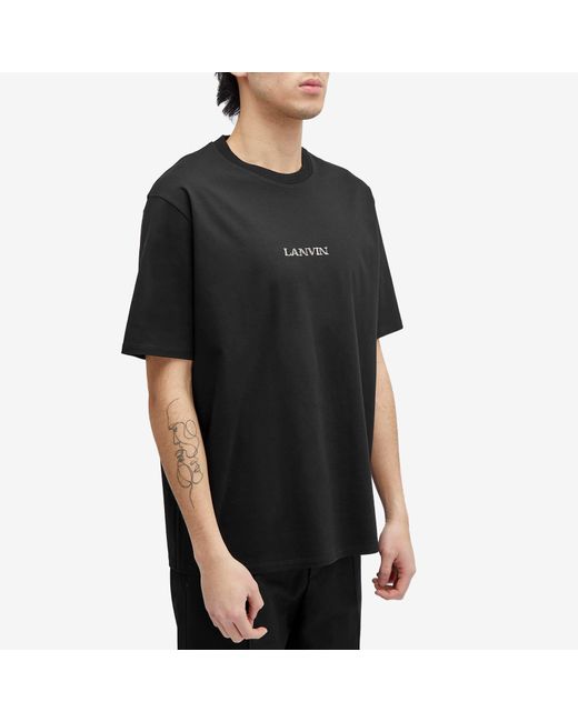 Lanvin Black Embroidered Logo T-Shirt for men