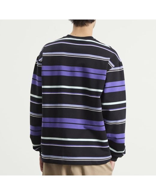 Beams Plus Blue Multi Stripe Long Sleeve T-Shirt for men