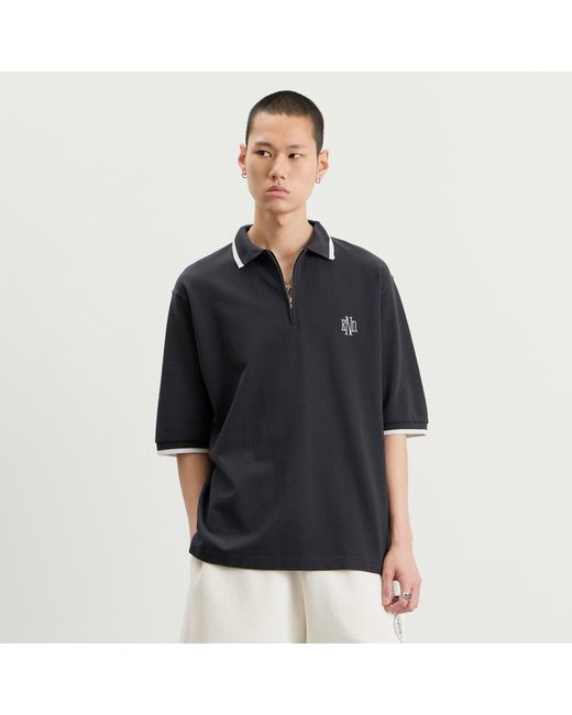 END. Black Piquet Polo