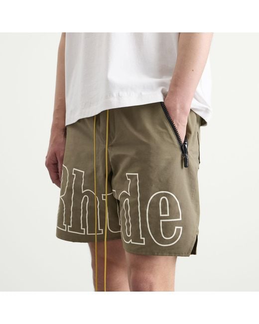 Rhude Green Logo Shorts for men