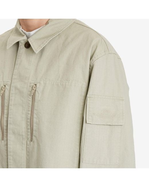 Balenciaga Natural Cotton Ripstop Long Sleeve Military Shirt for men