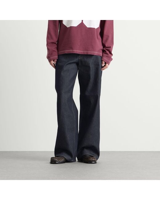 Acne Blue 1981 Raw Denim Wide Leg Jeans for men