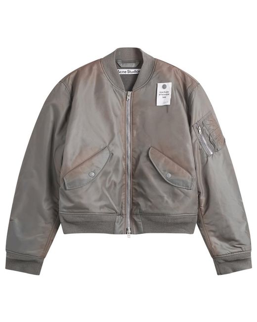 Acne Gray Nylon Bomber Jacket for men