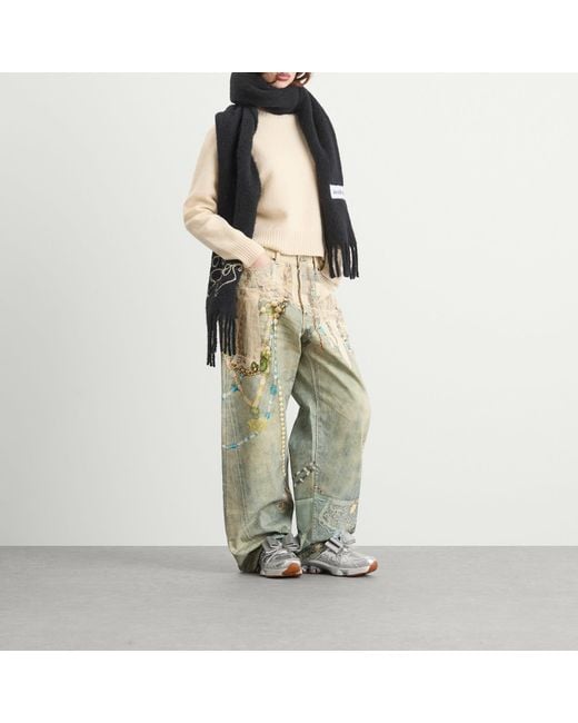 Acne Black Vally Embroidered Scarf