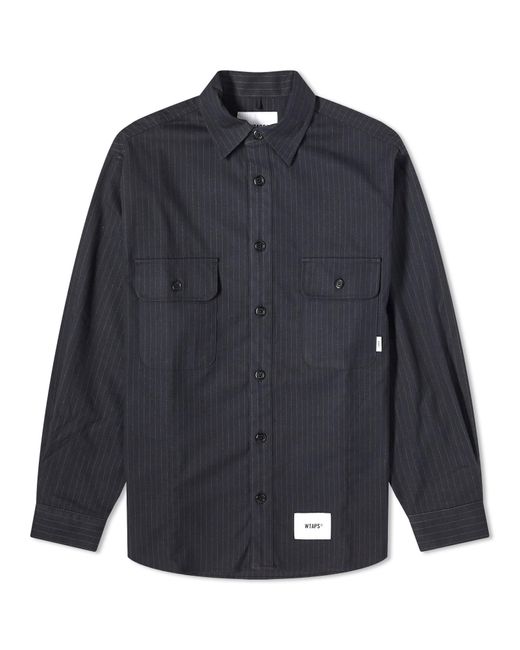 (w)taps Blue 04 Pinstripe Shirt Jacket for men