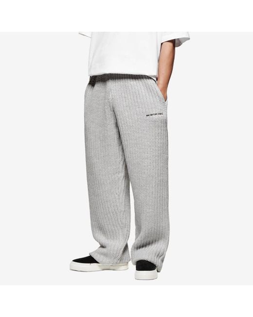 MKI Miyuki-Zoku Gray Chunky Rib Knit Wide Leg Joggers for men