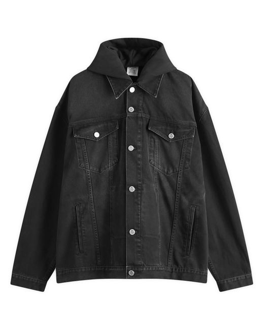 Vetements Black 3D Logo Hooded Denim Jacket for men