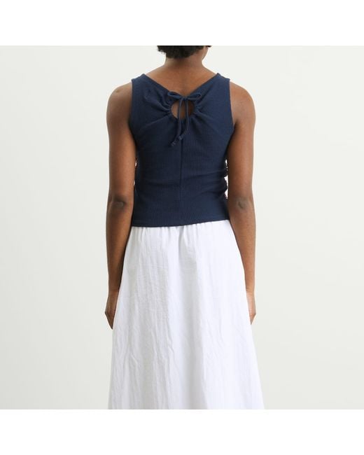 Damson Madder Blue Devon Pointelle Polo Top